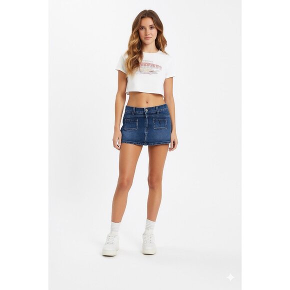 Citizens Of Humanity Vintage Y2K Birkin Stretch Mini Skirt Blue Size 31 Festival - Picture 1 of 15